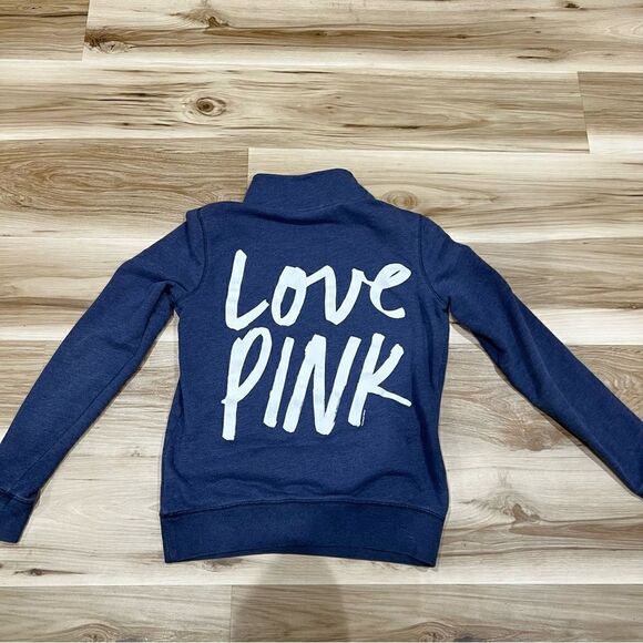 Victoria’s Secret PINK Love Pink Blue and White Quarter Zip Pullover Women’s XS - Picture 1 of 5